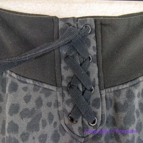 New! Victoria's Secret Cotton High-Rise Fleece Lace-Up Jogger Pants leopard,  XL - Picture 8 of 14